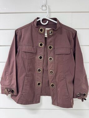 Grommet-Front Utility Jacket in Brown
